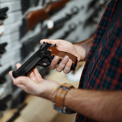first time gun buyer at gun shop