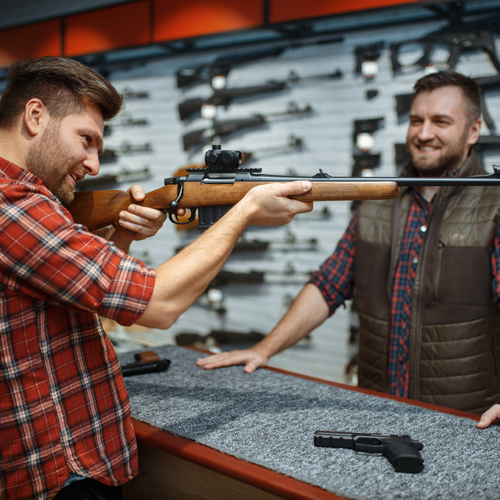 first time gun buyer looking at gun
